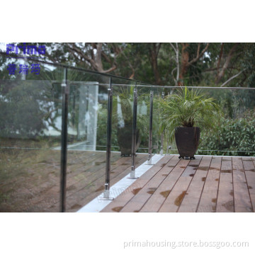 Modern Outdoor Glass Balustrade with Stainless Steel Handrail